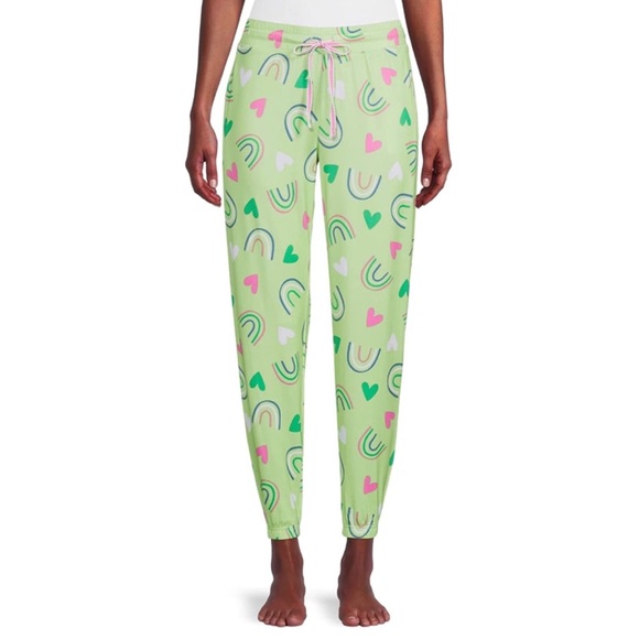 Briefly Stated Rainbow Heart Sleep Joggers with Pockets sz: XS - Picture 2 of 7